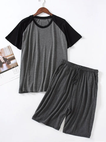 Riolio Pijamas for Mens Thin Loose Short-sleeved Shorts Summer Can Be Worn Outside Sportswear Suit Pijama Mens Sleepwear Clothes
